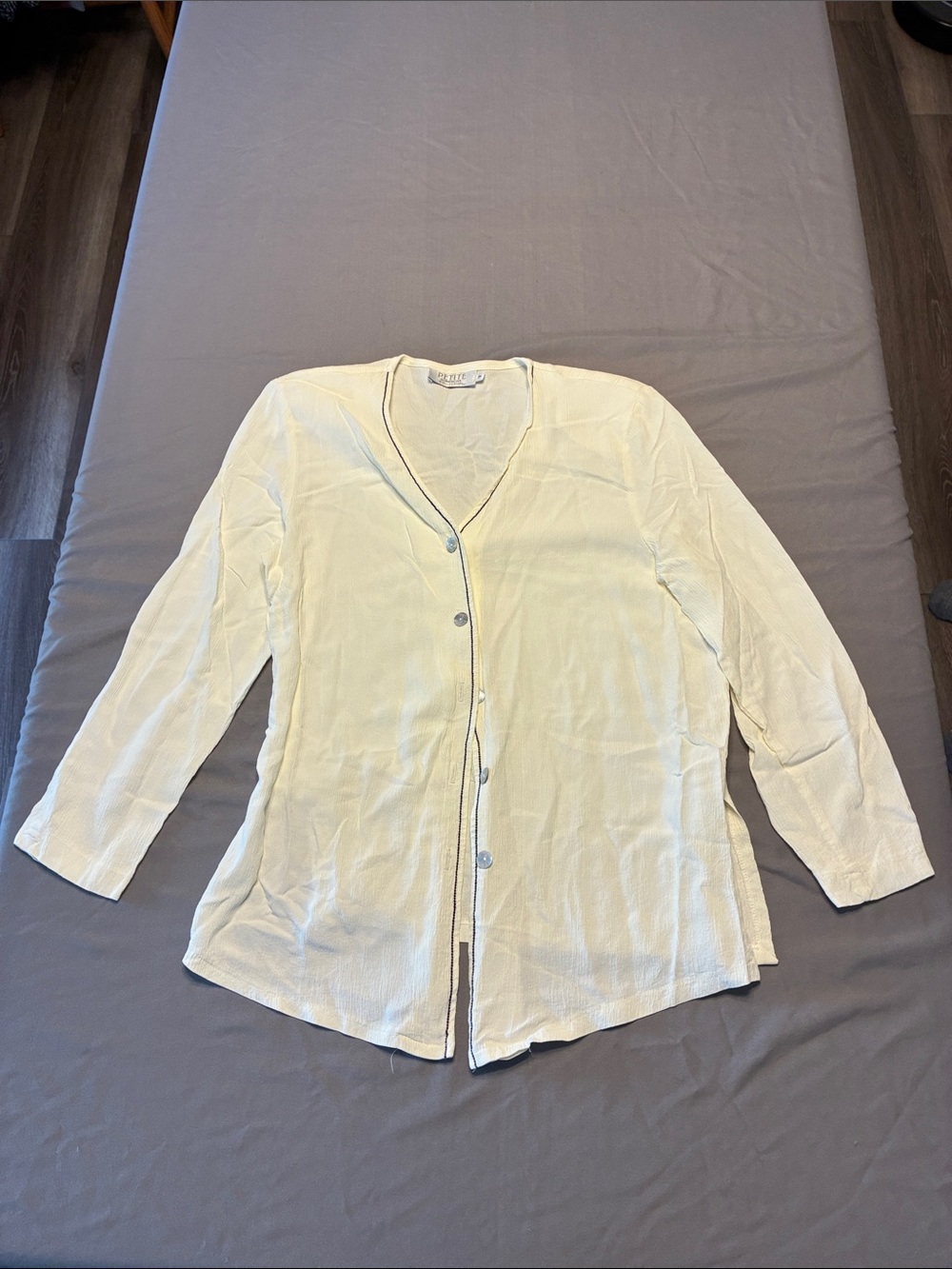 Petite Sophisticate Cream Lightweight Button-Up Jacket